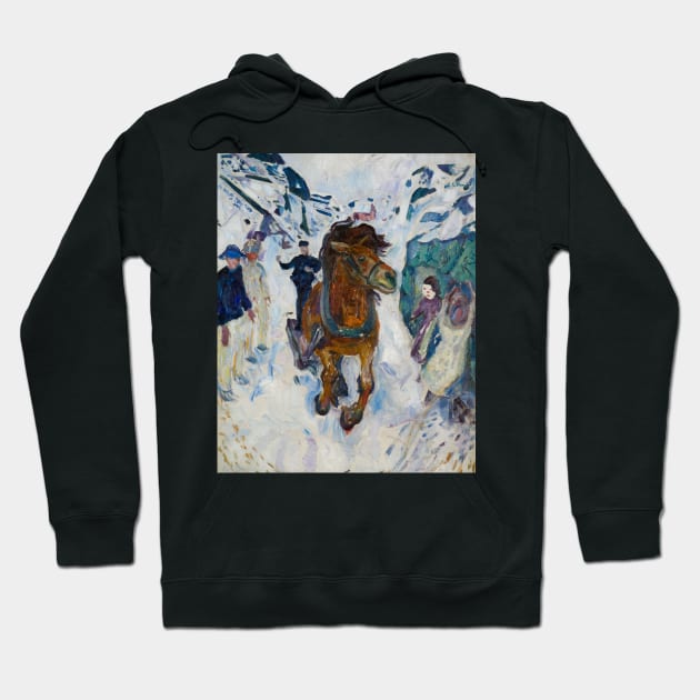 Galloping Horse by Edvard Munch Hoodie by Classic Art Stall